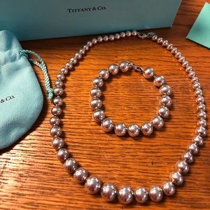 .925 Tiffany graduated bead necklace and bracelet